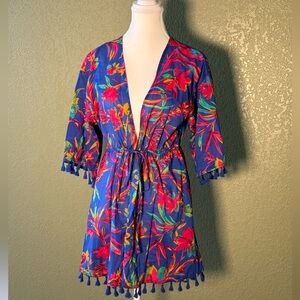 J. Crew Tie Front Swim Cover-up Tropical Sz S